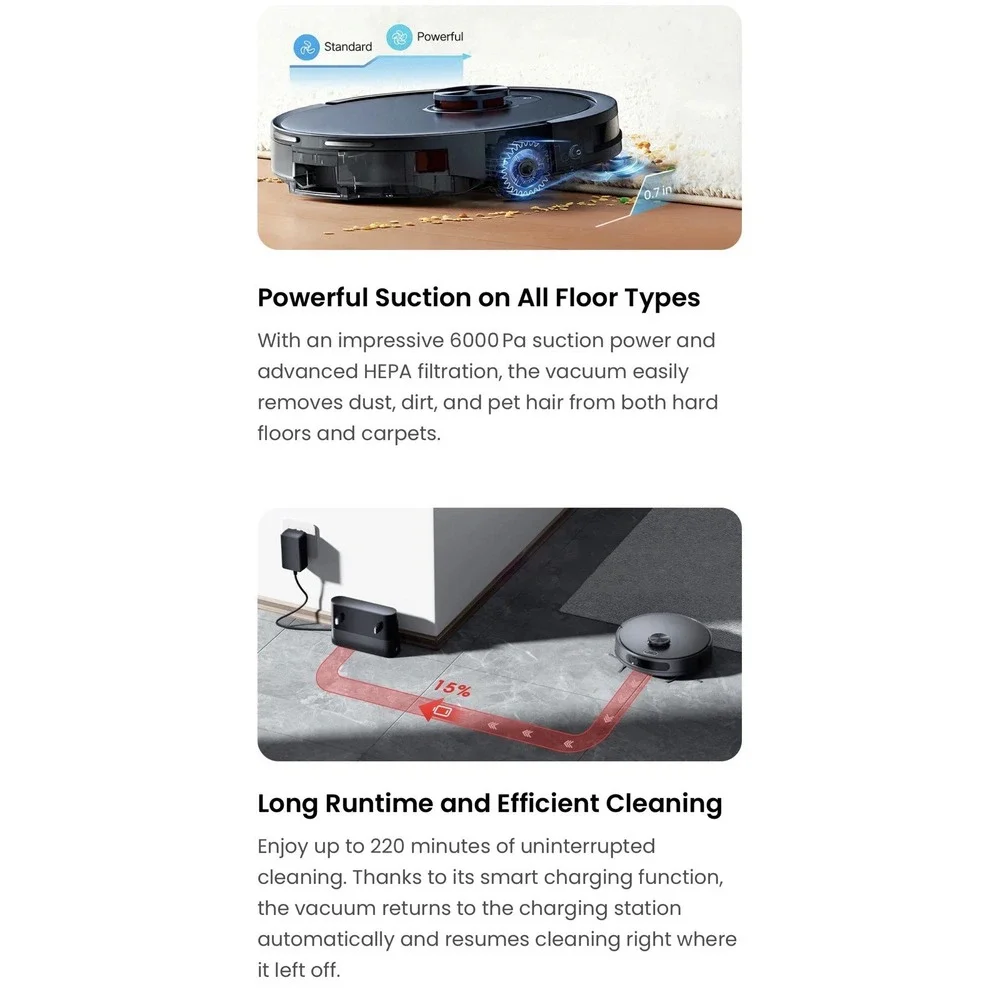 ORYZOM Robot Vacuum V8 Pro Fully Automatic Cleaning w/ Mopping Function & Kit